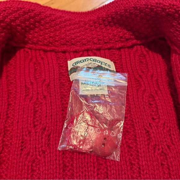 Aran Crafts Ireland Merino Wool Cable Knit Long Cardigan Red Women’s Sz XS NWOT - Picture 8 of 13